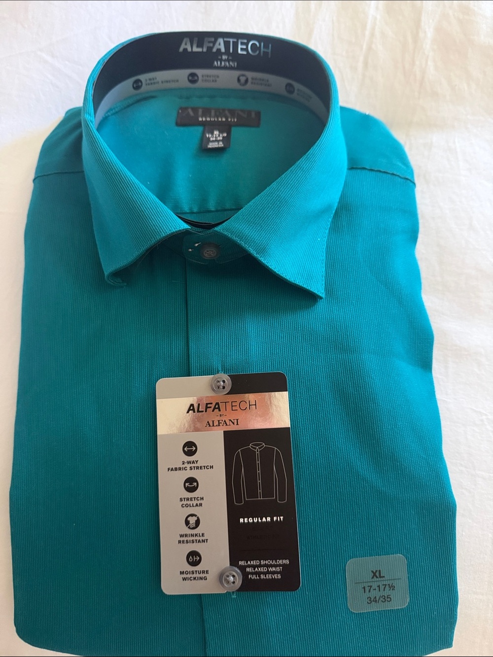 Alfani Teal ALFATECH Men’s Dress Shirt